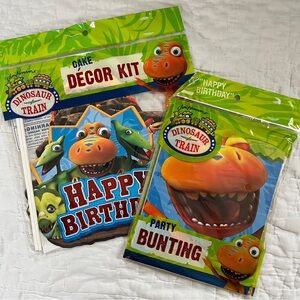 Dinosaur Train Birthday Party Decor Set Cake Topper Bunting Happy Birthday Sign